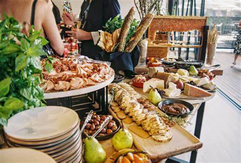 Elaborate afternoon tea spread with pastries